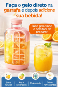 Garrafa acrílica portátil para fazer e armazenar cubos de gelo