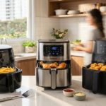 As 3 melhores air fryers do Brasil em 2026 com alimentos crocantes como batata frita e frango, destacando desempenho, capacidade e custo-benefício.