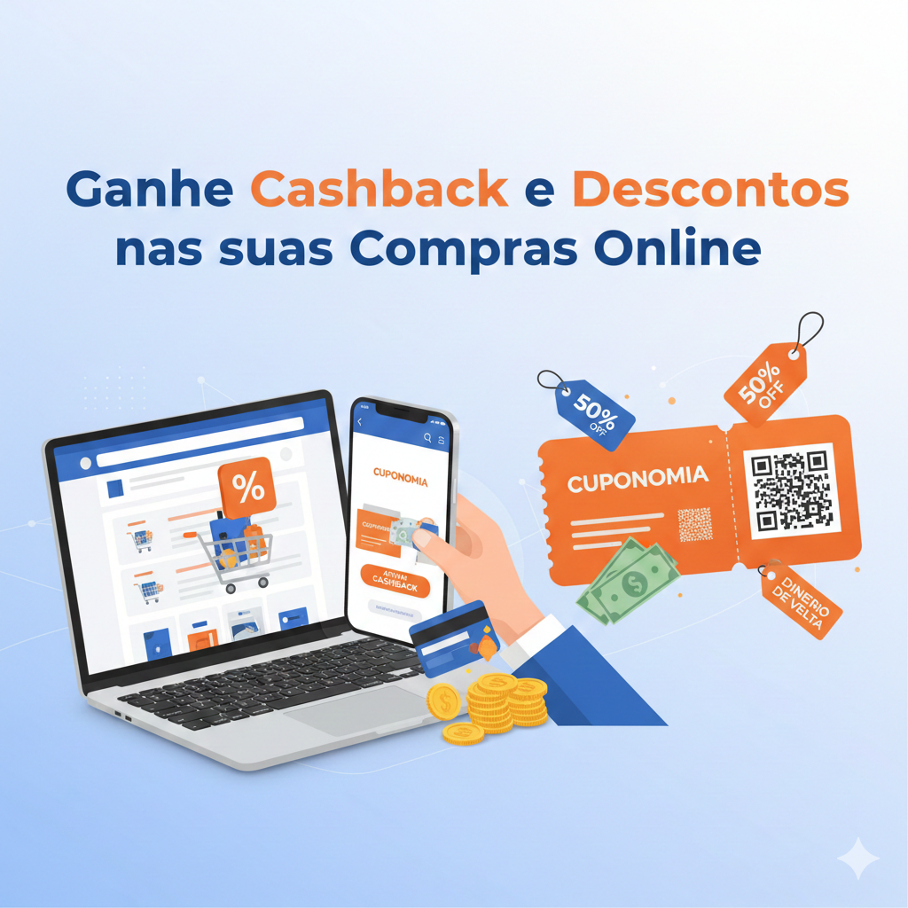 Ganhe cashback e cupons de desconto nas compras online com Cuponomia em lojas como Amazon, Shopee e Magazine Luiza