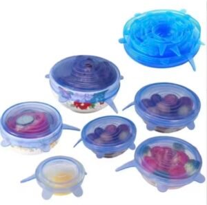 Kit tampas de silicone multiuso reutilizáveis para potes, panelas e frutas